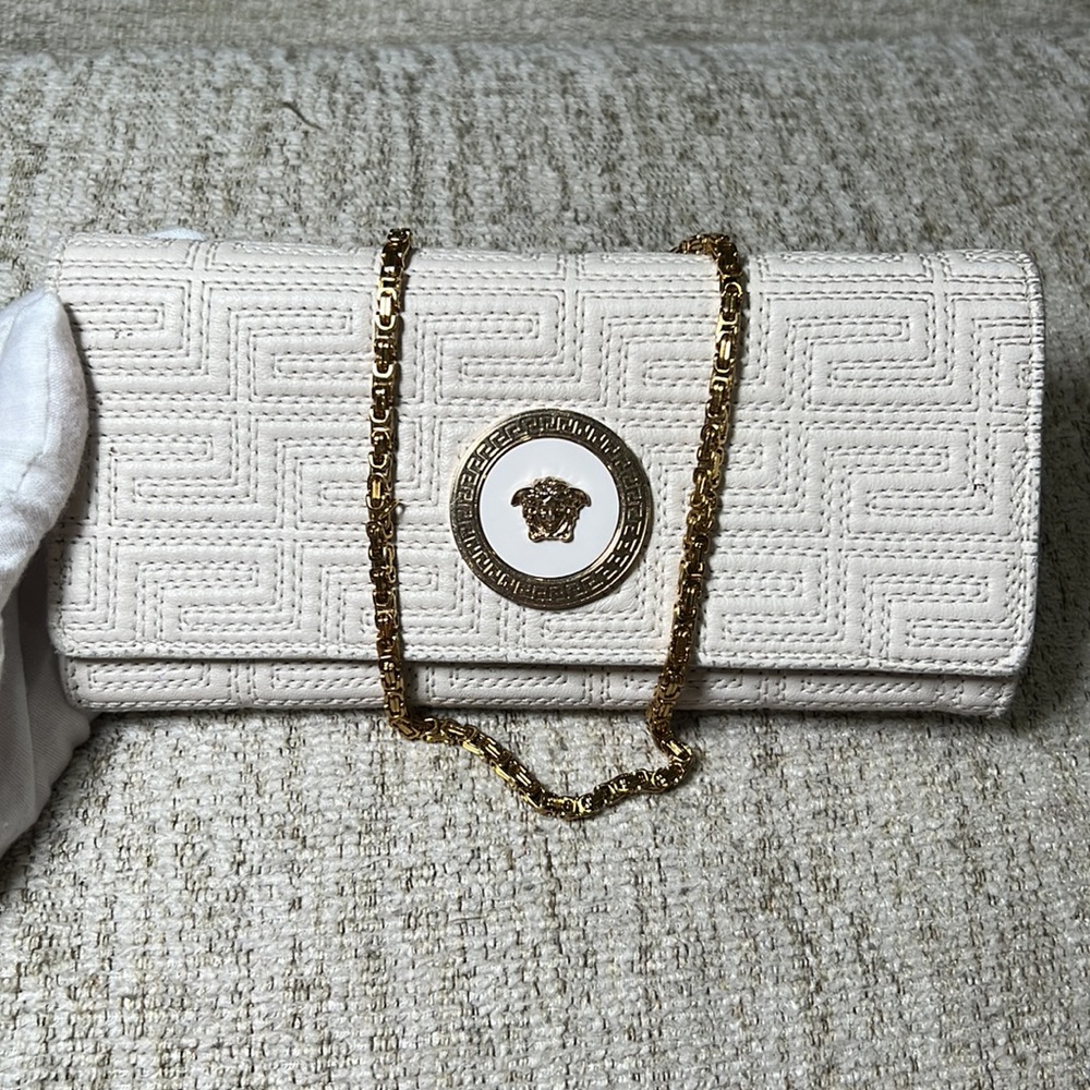 Live: Versace Leather Quilted Medusa Long Wallet WOC. 100% Authentic